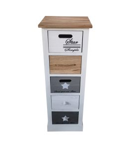 Cosma Mobiletto Blas 5 Cassetti Bianco in Legno Stile Shabby Chic 29x27x81 cm