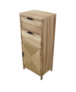 Cosma Mobiletto Alto 2 Cassetti 1 Anta Marrone Chiaro 38x28x89,5 cm