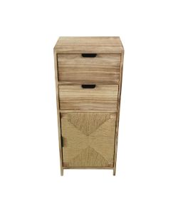 Cosma Mobiletto Alto 2 Cassetti 1 Anta Marrone Chiaro 38x28x89,5 cm