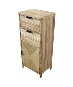 Cosma Mobiletto Legno 2 Cassetti 1 Anta Marrone Chiaro 34x25x78.5 cm