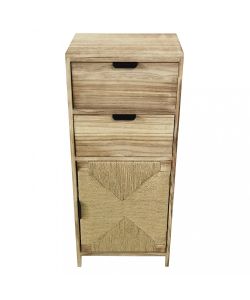 Cosma Mobiletto Legno 2 Cassetti 1 Anta Marrone Chiaro 34x25x78.5 cm