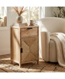 Cosma Mobiletto Carlos Legno 1 Cassetto 1 Anta Marrone Chiaro 34x25x64 cm