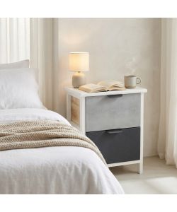 Cosma Mobiletto Casimiro 2 Cassetti Grigio 34x25x43,5 cm Stile Shabby Chic
