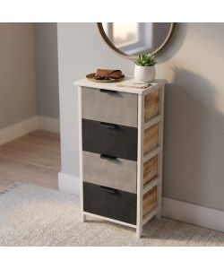 Cosma Mobiletto 4 Cassetti in Legno Grigio 34x25x77 cm Shabby Chic