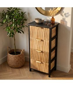 Cosma Mobiletto 4 Cassetti Legno Marrone Chiaro 34x25x77 cm Moderno