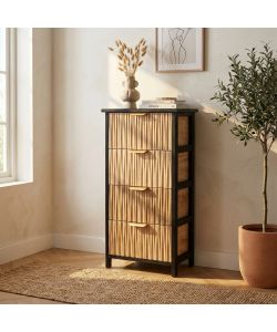 Cosma Mobiletto 4 Cassetti Legno Marrone Chiaro 34x25x77 cm Moderno