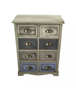 Cosma Mobiletto Legno 8 Cassetti Turchese Grigio 53x29x73 cm Shabby Chic