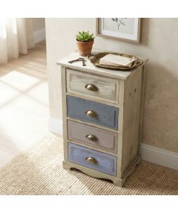 Cosma Chico Mobiletto 4 Cassetti in Legno Grigio Chiaro 40x29x72 cm Shabby Chic