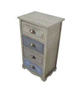 Cosma Chico Mobiletto 4 Cassetti in Legno Grigio Chiaro 40x29x72 cm Shabby Chic