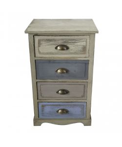 Cosma Chico Mobiletto 4 Cassetti in Legno Grigio Chiaro 40x29x72 cm Shabby Chic