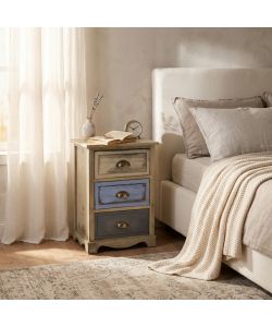 Cosma Chico Mobiletto 3 Cassetti Grigio Chiaro 40x29x57 cm Stile Shabby Chic
