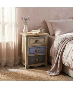 Cosma Chico Mobiletto 3 Cassetti Grigio Chiaro 40x29x57 cm Stile Shabby Chic