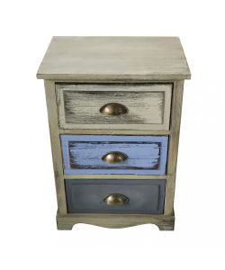 Cosma Chico Mobiletto 3 Cassetti Grigio Chiaro 40x29x57 cm Stile Shabby Chic
