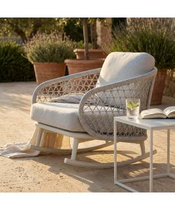 Cosma Poltrona Dondolo Seychelles 95x95cm Bianco Grigio Chiaro