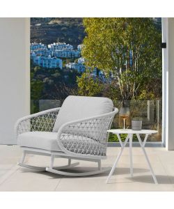 Cosma Poltrona Dondolo Seychelles 95x95cm Bianco Grigio Chiaro