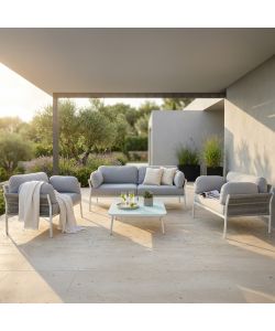 Cosma Set mobili da giardino Salotto Belem 3 pz bianco con cuscini
