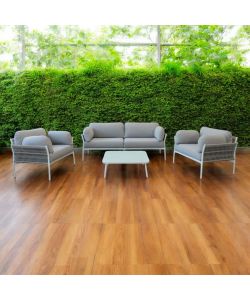 Cosma Set mobili da giardino Salotto Belem 3 pz bianco con cuscini