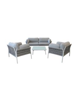 Cosma Set mobili da giardino Salotto Belem 3 pz bianco con cuscini