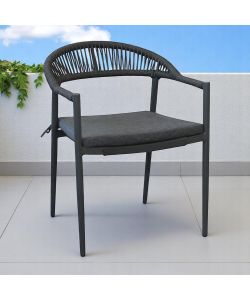 Cosma Poltrona Giardino Impilabile Antracite 57x58x76 cm con Cuscini