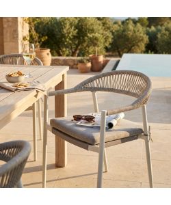 Cosma Poltrona da Giardino Impilabile 57x58x76 cm Bianco con Cuscini