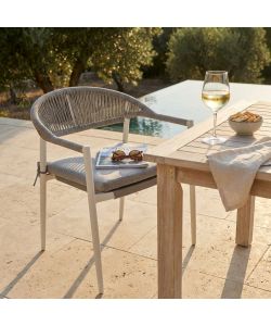 Cosma Poltrona da Giardino Impilabile 57x58x76 cm Bianco con Cuscini
