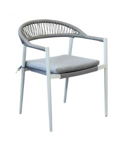 Cosma Poltrona da Giardino Impilabile 57x58x76 cm Bianco con Cuscini