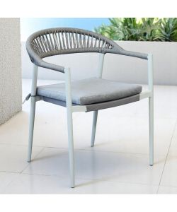 Cosma Poltrona da Giardino Impilabile 57x58x76 cm Bianco con Cuscini