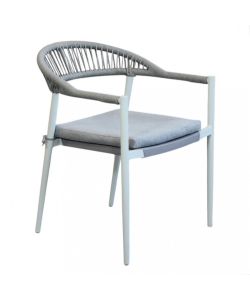 Cosma Poltrona da Giardino Impilabile 57x58x76 cm Bianco con Cuscini