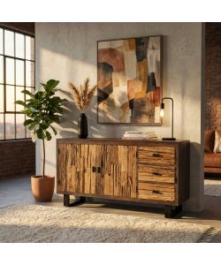 Cosma Mobile Zubin Marrone 160x40x85 cm in Legno e Metallo Fisso