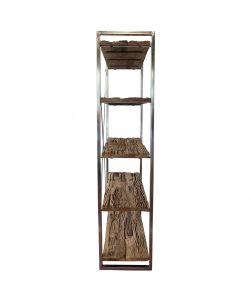 Cosma Mobile Zeke - Libreria Rettangolare Legno Riciclato 118x37x218 cm Marrone