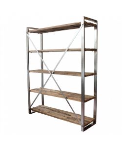 Cosma Mobile Zeke - Libreria Rettangolare Legno Riciclato 118x37x218 cm Marrone