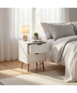 Cosma Comodino Bianco Amos in Legno Rettangolare 40x30x50,5 cm Fisso Moderno