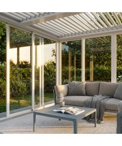Cosma Laterale Vetro Pergola Bioclimatica 4 m Bianco 4 Porte 370x238 cm
