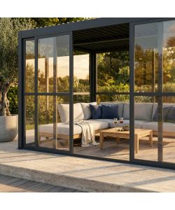 Policarb - Laterale in policarbonato grigio scuro 4m per pergola bioclimatica