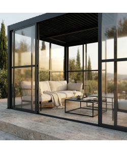 Policarb - Laterale in policarbonato grigio scuro 4m per pergola bioclimatica