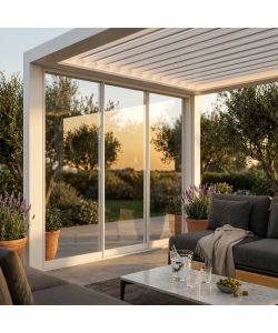 Cosma Laterale Vetro Bianco 3M per Pergola Bioclimatica Fisso Moderno