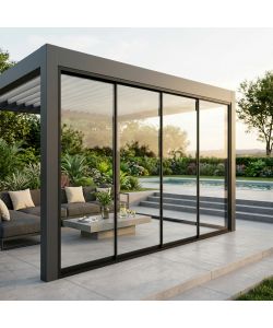 LATERALE VETRO 4M PERGOLA BIOCLIMATICA GRIGIO SCURO RICHIUDIBILE