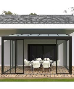 Veranda - Addossata in policarbonato grigio scuro 4,3 x 3 metri rettangolare