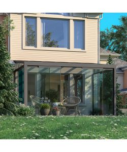 Veranda - Addossata in policarbonato grigio scuro 4,3 x 3 metri rettangolare