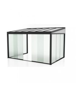 Cosma Laterale in Vetro per Veranda Addossata 270x3x218 cm Grigio Scuro