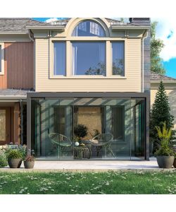 Cosma Laterale in Vetro per Veranda Addossata 270x3x218 cm Grigio Scuro