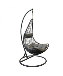 Cosma Dondolo Ponza Sospeso in Metallo e Wicker Nero 195x82x122 cm