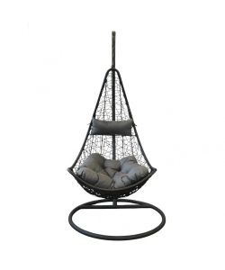 Cosma Dondolo Ponza Sospeso in Metallo e Wicker Nero 195x82x122 cm