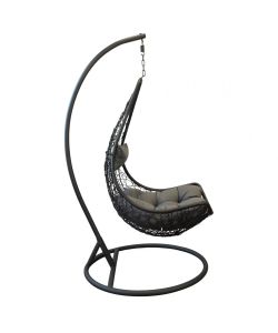 Cosma Dondolo Ponza Sospeso in Metallo e Wicker Nero 195x82x122 cm