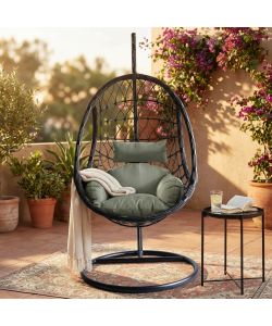 Cosma Dondolo Capraia Sospeso Giardino Nero 195x93x122 cm Wicker