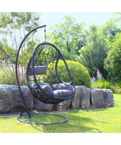 Cosma Dondolo Capraia Sospeso Giardino Nero 195x93x122 cm Wicker