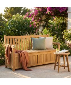 Cosma Panca Contenitore Teak 160x64x92cm Marrone Chiaro Moderna