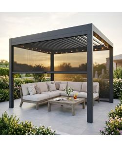 LATERALE MANUALE TEXTILENE ANTRACITE 3M PERGOLA BIOCLIMATICA