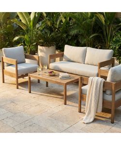 Cosma Salotto Bridgetown 2 Posti con Cuscini - Alluminio Marrone Chiaro