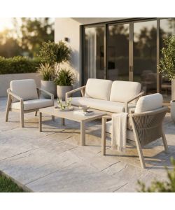 Cosma Salotto Tijuana 2 posti con cuscini beige - Struttura alluminio moderno 180x78x83